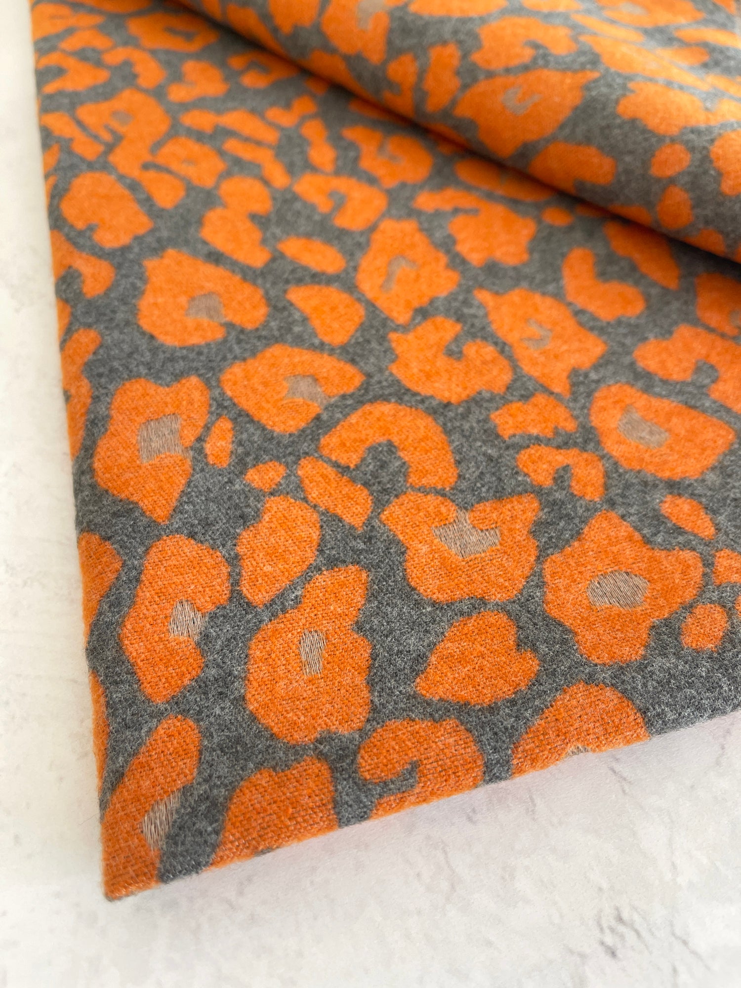 LARGE ORANGE LEOPARD PRINT REVERSIBLE WINTER SHAWL BLANKET SCARF