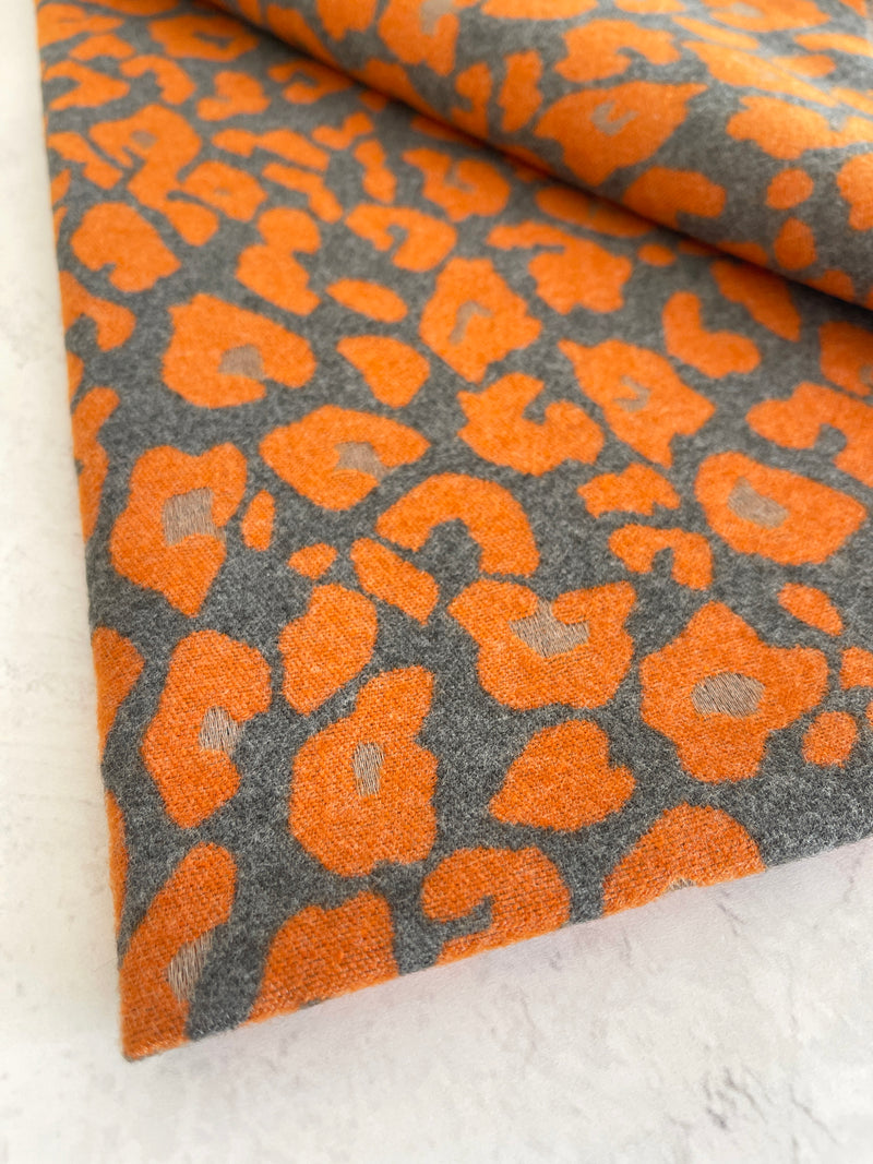LARGE ORANGE LEOPARD PRINT REVERSIBLE WINTER SHAWL BLANKET SCARF