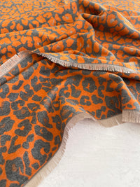 LARGE ORANGE LEOPARD PRINT REVERSIBLE WINTER SHAWL BLANKET SCARF