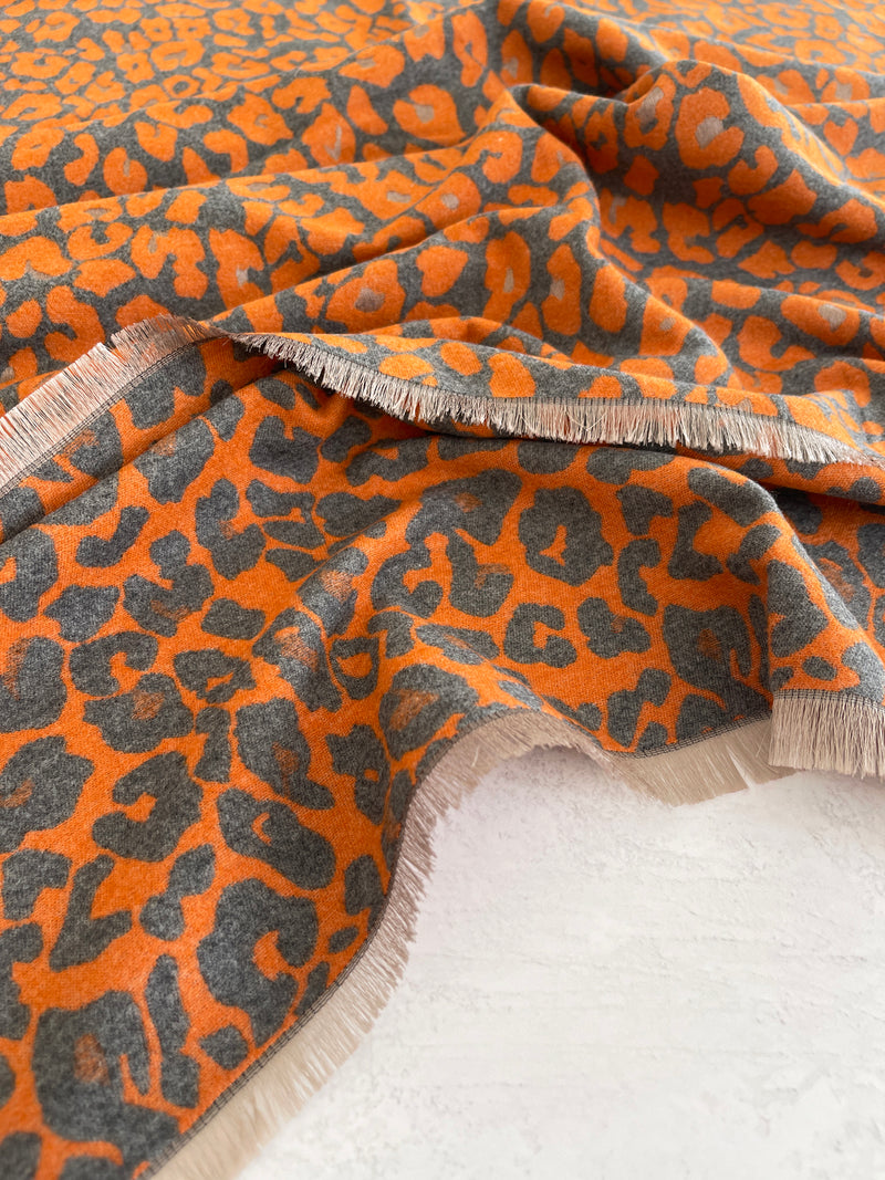 LARGE ORANGE LEOPARD PRINT REVERSIBLE WINTER SHAWL BLANKET SCARF