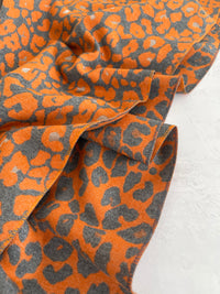 LARGE ORANGE LEOPARD PRINT REVERSIBLE WINTER SHAWL BLANKET SCARF