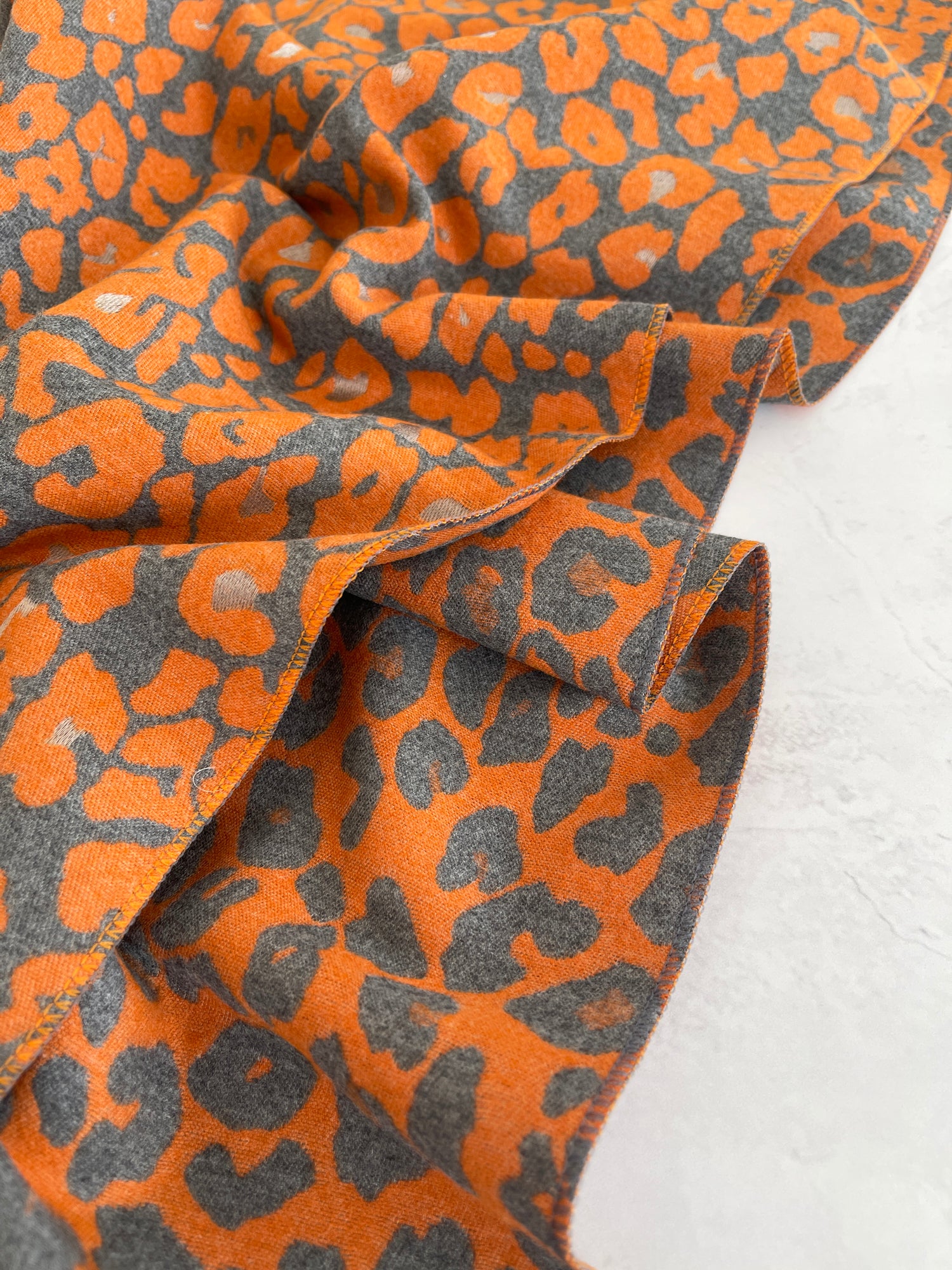 LARGE ORANGE LEOPARD PRINT REVERSIBLE WINTER SHAWL BLANKET SCARF