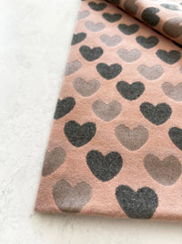 LARGE PINK HEART PRINT REVERSIBLE CASHMERE WINTER SHAWL BLANKET SCARF