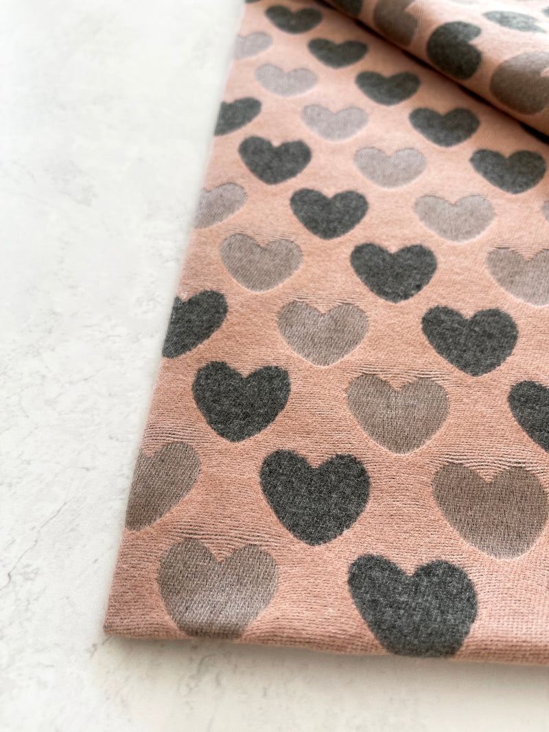 LARGE PINK HEART PRINT REVERSIBLE CASHMERE WINTER SHAWL BLANKET SCARF