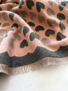 LARGE PINK HEART PRINT REVERSIBLE CASHMERE WINTER SHAWL BLANKET SCARF