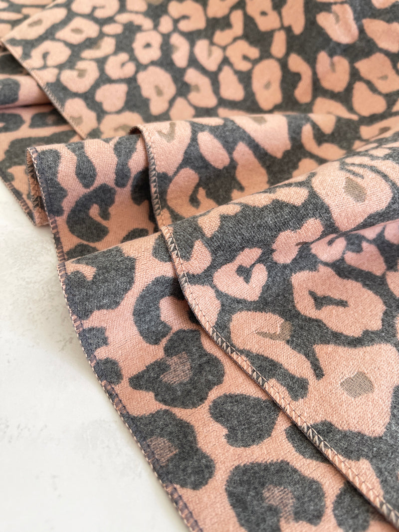 LARGE PINK LEOPARD PRINT REVERSIBLE WINTER SHAWL BLANKET SCARF