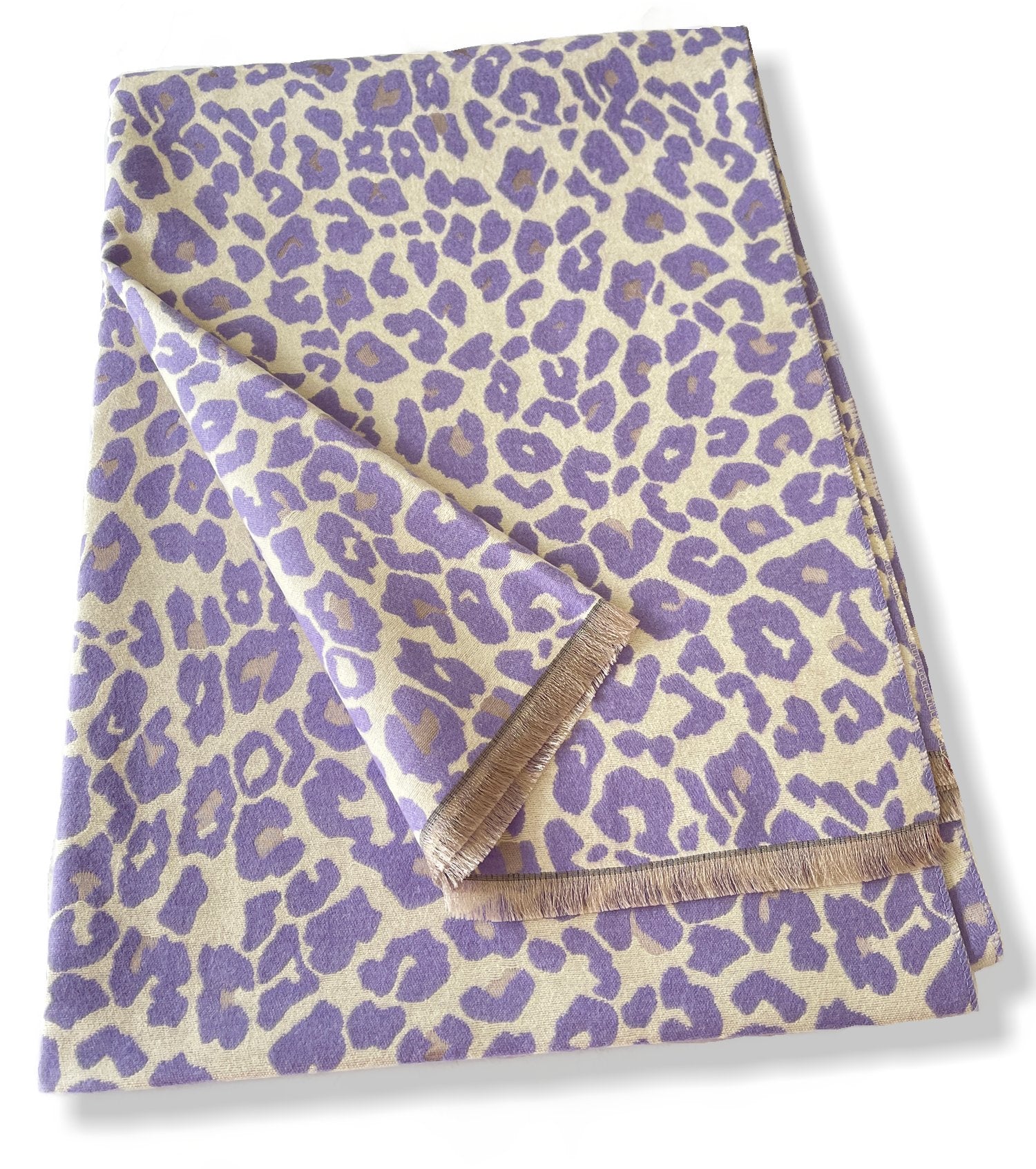 LARGE PURPLE LEOPARD PRINT REVERSIBLE WINTER SHAWL BLANKET SCARF
