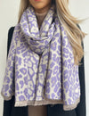 LARGE PURPLE LEOPARD PRINT REVERSIBLE WINTER SHAWL BLANKET SCARF