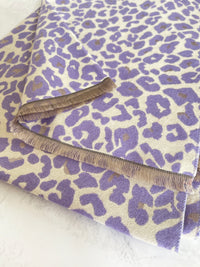 LARGE PURPLE LEOPARD PRINT REVERSIBLE WINTER SHAWL BLANKET SCARF