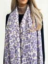 LARGE PURPLE LEOPARD PRINT REVERSIBLE WINTER SHAWL BLANKET SCARF