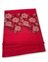 LARGE RED FLORAL PRINT SILKY FEEL PASHMINA SHAWL SCARF