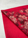 LARGE RED FLORAL PRINT SILKY FEEL PASHMINA SHAWL SCARF