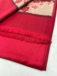LARGE RED FLORAL PRINT SILKY FEEL PASHMINA SHAWL SCARF