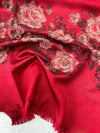 LARGE RED FLORAL PRINT SILKY FEEL PASHMINA SHAWL SCARF