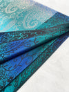 LARGE REVERSIBLE BLUE OMBRE PAISLEY PRINT PASHMINA SHAWL SCARF WRAP