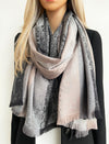 LARGE REVERSIBLE GREY OMBRE PAISLEY PRINT PASHMINA SHAWL SCARF WRAP