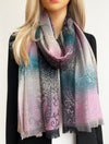 LARGE REVERSIBLE PINK OMBRE PAISLEY PRINT PASHMINA SHAWL SCARF WRAP
