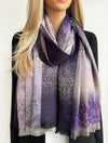 LARGE REVERSIBLE PURPLE OMBRE PAISLEY PRINT PASHMINA SHAWL SCARF WRAP
