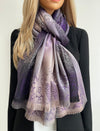 LARGE REVERSIBLE PURPLE OMBRE PAISLEY PRINT PASHMINA SHAWL SCARF WRAP