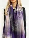 LARGE REVERSIBLE PURPLE OMBRE PAISLEY PRINT PASHMINA SHAWL SCARF WRAP