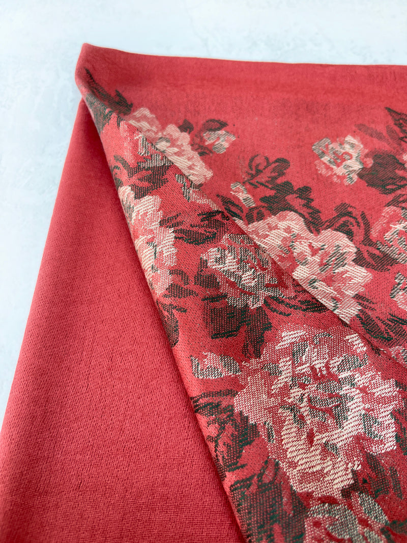 LARGE RUSTIC ORANGE FLORAL PRINT SILKY FEEL PASHMINA SHAWL SCARF