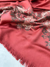 LARGE RUSTIC ORANGE FLORAL PRINT SILKY FEEL PASHMINA SHAWL SCARF