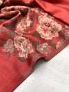 LARGE RUSTIC ORANGE FLORAL PRINT SILKY FEEL PASHMINA SHAWL SCARF