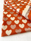 LARGE RUST ORANGE HEART PRINT REVERSIBLE CASHMERE WINTER SHAWL BLANKET SCARF