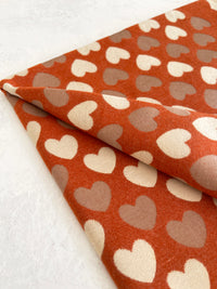 LARGE RUST ORANGE HEART PRINT REVERSIBLE CASHMERE WINTER SHAWL BLANKET SCARF