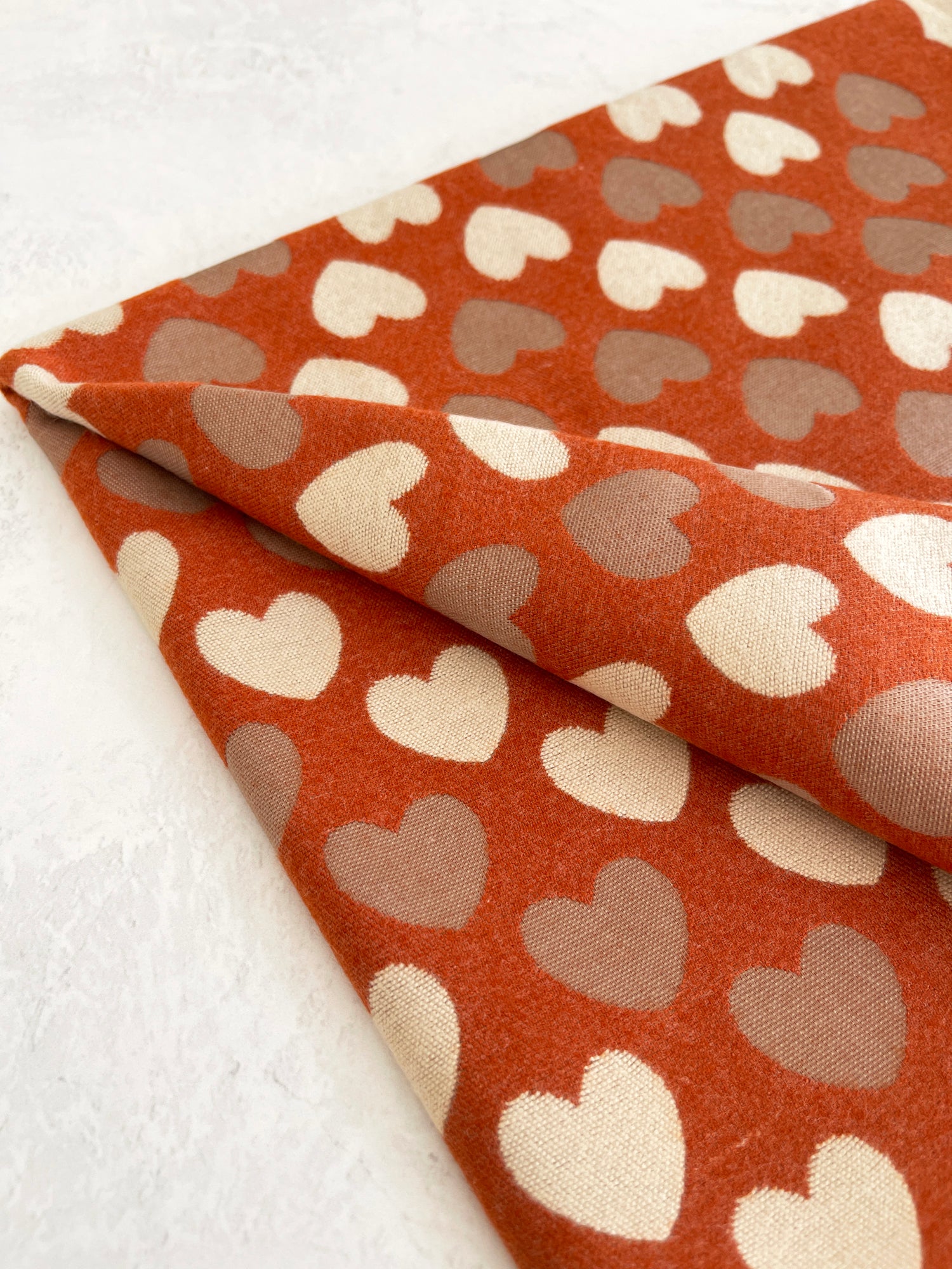 LARGE RUST ORANGE HEART PRINT REVERSIBLE CASHMERE WINTER SHAWL BLANKET SCARF