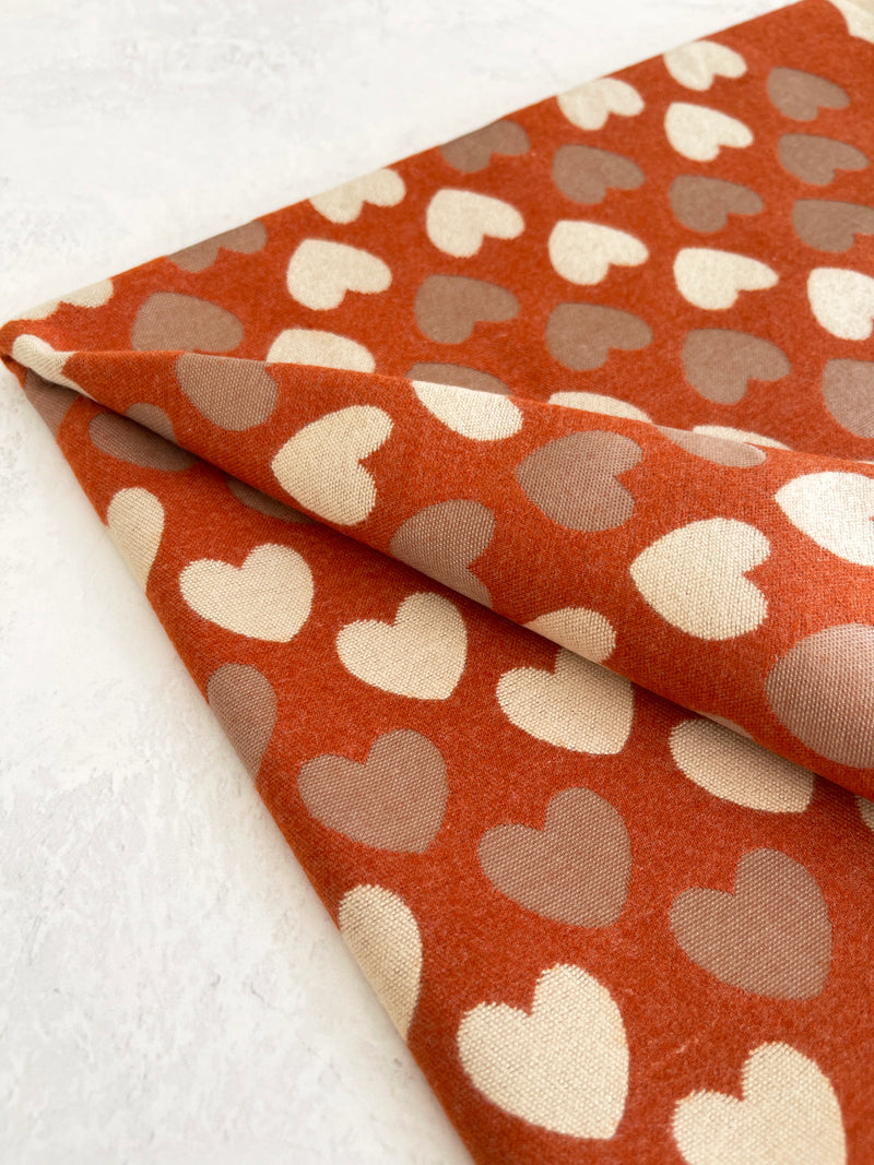 LARGE RUST ORANGE HEART PRINT REVERSIBLE CASHMERE WINTER SHAWL BLANKET SCARF