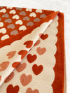 LARGE RUST ORANGE HEART PRINT REVERSIBLE CASHMERE WINTER SHAWL BLANKET SCARF