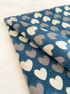 LARGE TEAL HEART PRINT REVERSIBLE CASHMERE WINTER SHAWL BLANKET SCARF