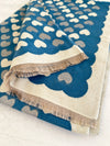 LARGE TEAL HEART PRINT REVERSIBLE CASHMERE WINTER SHAWL BLANKET SCARF