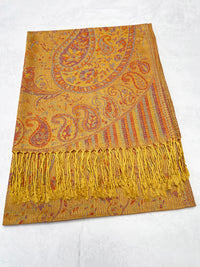 LARGE YELLOW MULTI COLOUR PAISLEY PASHMINA SHAWL SCARF WRAP