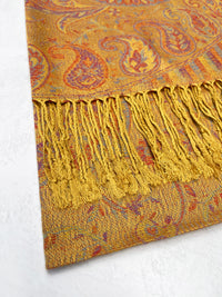 LARGE YELLOW MULTI COLOUR PAISLEY PASHMINA SHAWL SCARF WRAP