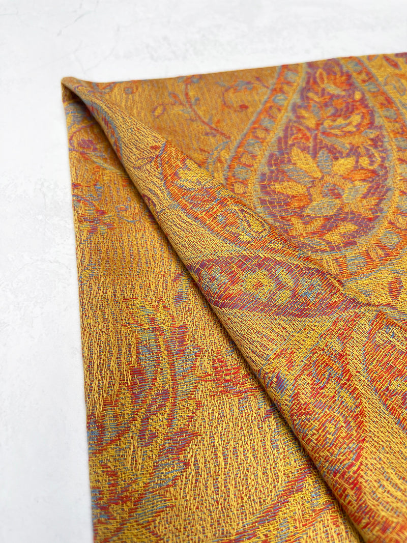 LARGE YELLOW MULTI COLOUR PAISLEY PASHMINA SHAWL SCARF WRAP