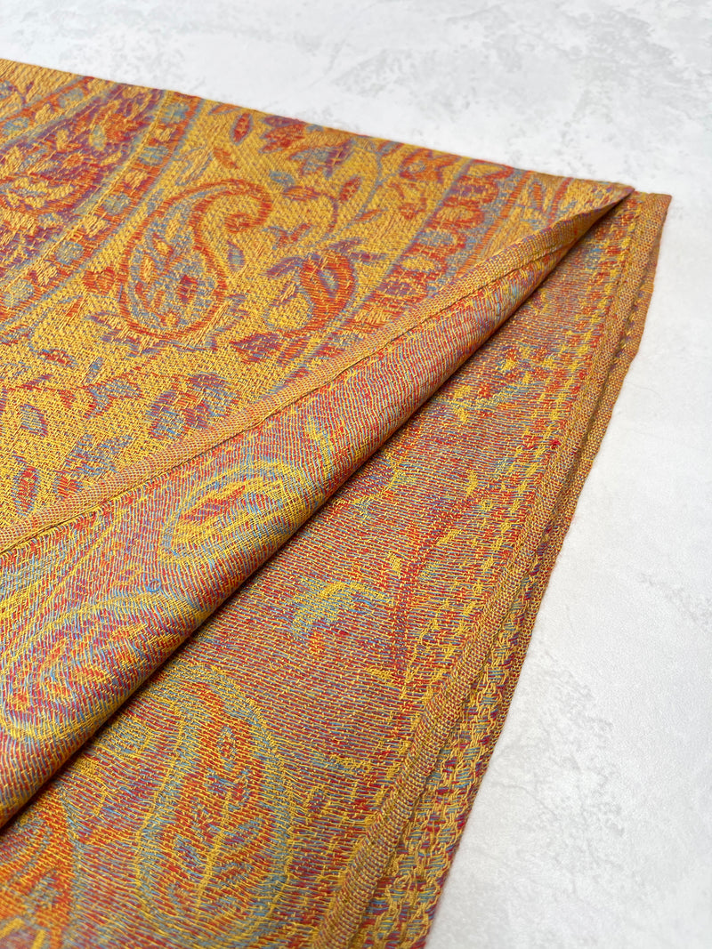 LARGE YELLOW MULTI COLOUR PAISLEY PASHMINA SHAWL SCARF WRAP