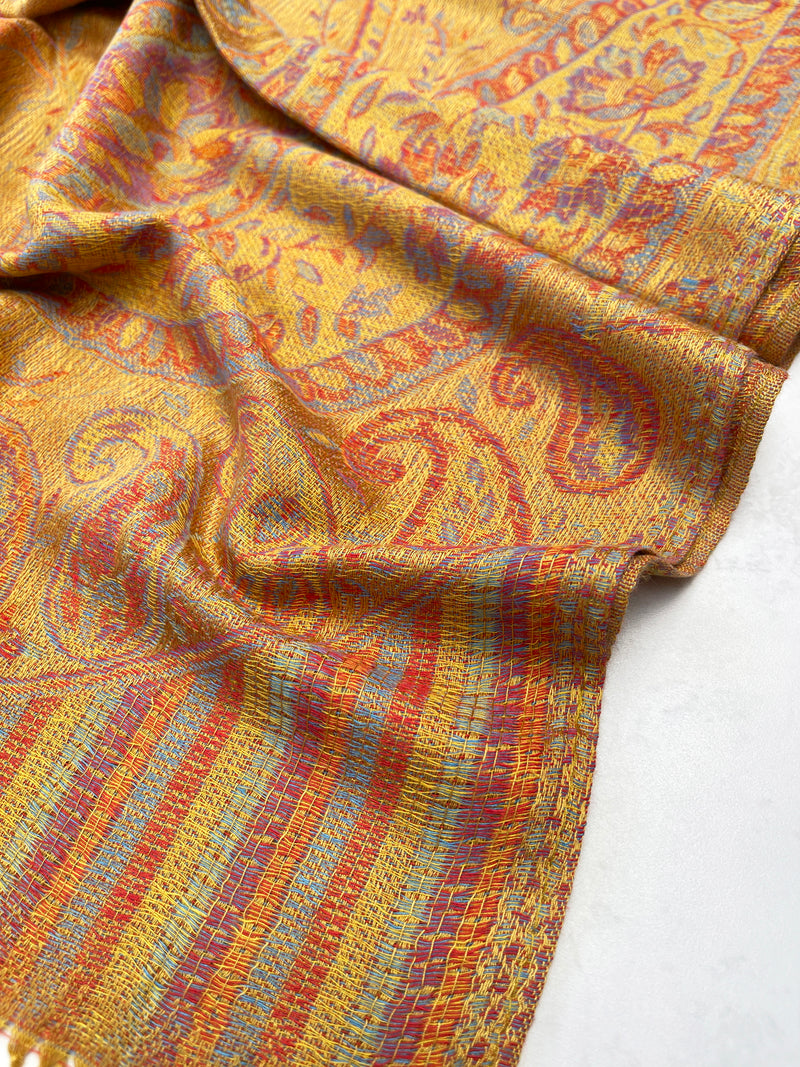 LARGE YELLOW MULTI COLOUR PAISLEY PASHMINA SHAWL SCARF WRAP