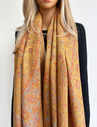 LARGE YELLOW MULTI COLOUR PAISLEY PASHMINA SHAWL SCARF WRAP