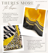 LARGE YELLOW TIGER AND LEOPARD PRINT SHAWL SCARF