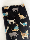 LIGHTWEIGHT BLACK SCARF WITH CATS