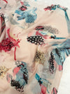 LIGHTWEIGHT BLUSH PINK BIRDS AND FEATHERS SCARF