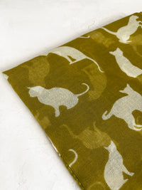 LIGHTWEIGHT PLAIN MUSTARD AND BEIGE CAT SCARF