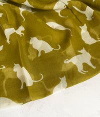 LIGHTWEIGHT PLAIN MUSTARD AND BEIGE CAT SCARF