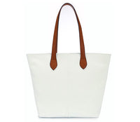 LIGHTWEIGHT WHITE FAUX LEATHER TOTE HANDBAG