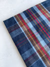 LONG BLUE WOOL MIX CHECKED TARTAN SCARF