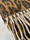 LONG BROWN WOOL MIX FLUFFY OVERSIZED LEOPARD PRINT SCARF