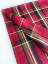 LONG DEEP RED WOOL MIX CHECKED TARTAN SCARF