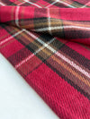 LONG DEEP RED WOOL MIX CHECKED TARTAN SCARF